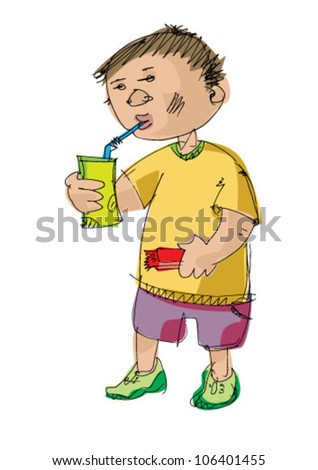 Boy Drinking Juice Stock Vector Illustration 106401455 : Shutterstock