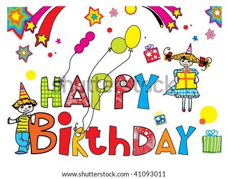 Happy Birthday Vector Card - 41093011 : Shutterstock