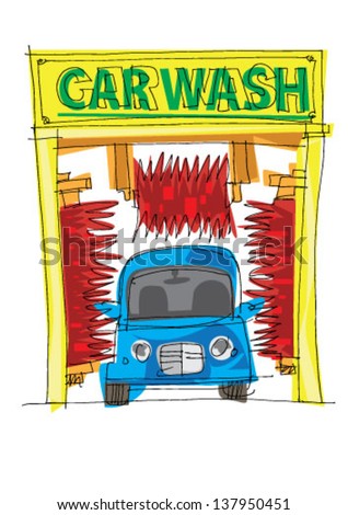 Automatic Carwash Station - Cartoon Stock Vector Illustration 137950451 ...