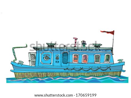 leisure barge - cartoon