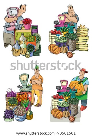 set of vendors - cartoon