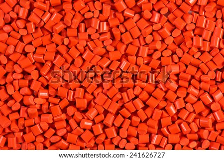 orange dyed plastic granulate for injection molding process