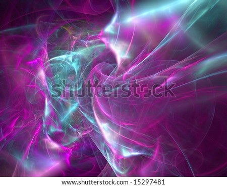 abstract fractal design of a teal blue and violet cloud
