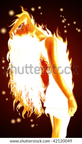 Beautiful fire woman