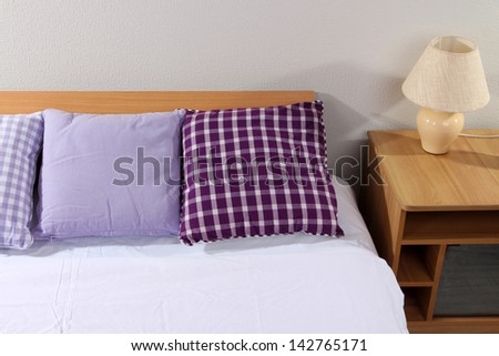 Bed in room close-up