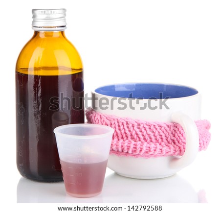 Cough syrup isolated on white