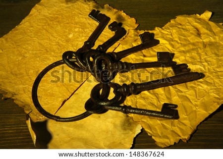 Antique keys on dark background