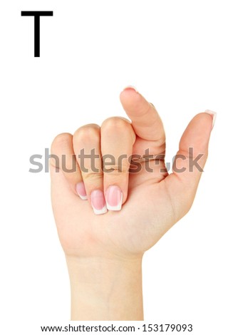 Finger Spelling The Alphabet In American Sign Language (Asl). Letter T ...