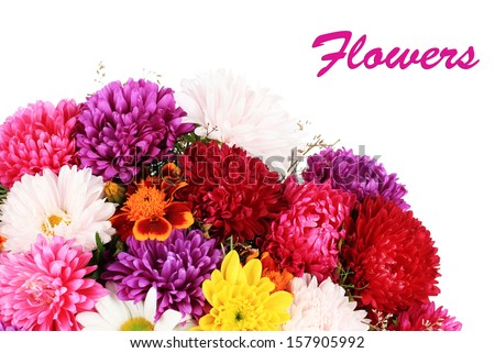 Beautiful bouquet of chrysanthemums isolated on white