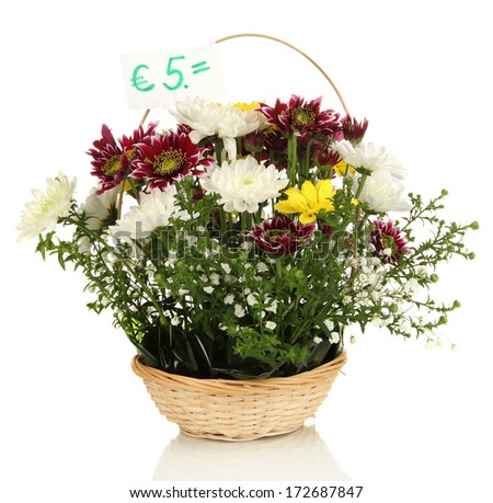Bouquet of fresh flowers for sale isolated on white