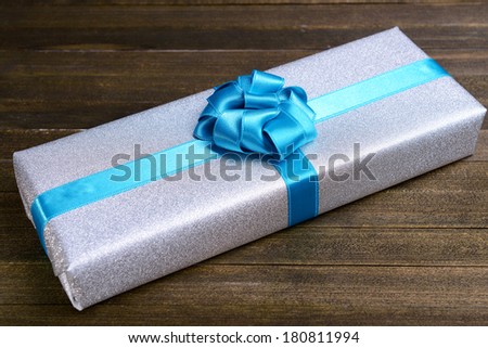 Gift box on table close-up