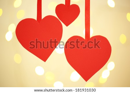 Similar – Image, Stock Photo Three hanging hearts