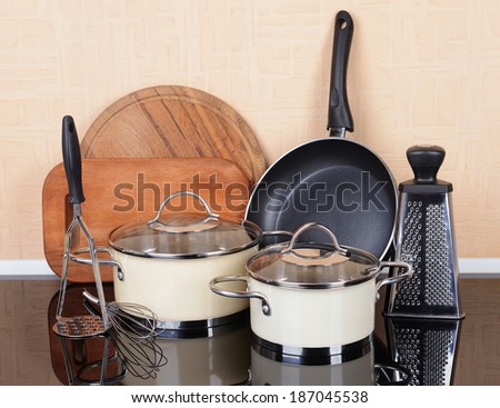 Kitchen tools on table in kitchen