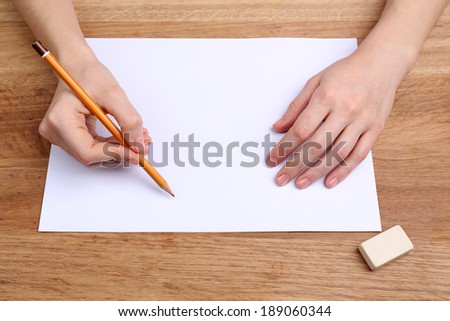 Similar – Image, Stock Photo Woman drawing with pencil in workshop