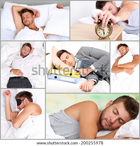 Collage of sleeping men