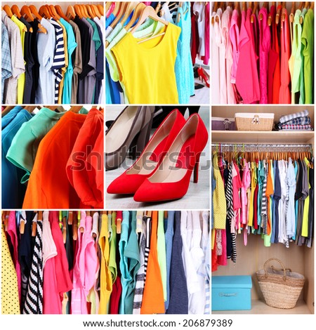 Wardrobe with clothes collage