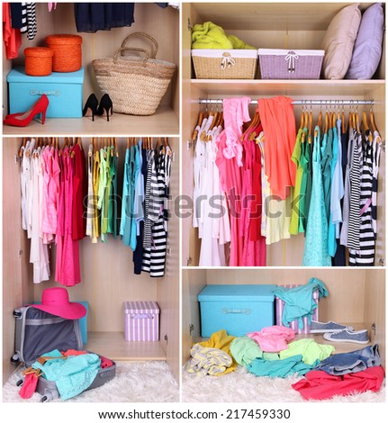 Wardrobe with clothes collage