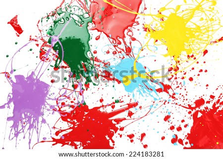 Colorful splashes of paint isolated on white