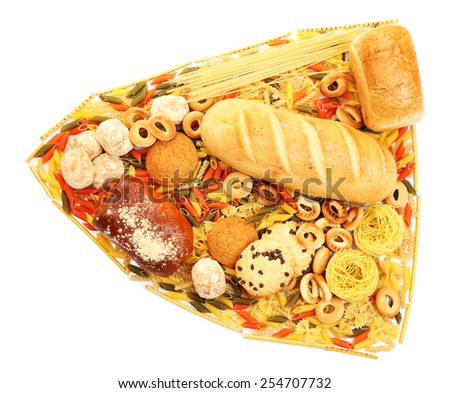 Bread, pasta and bakery products isolated on white