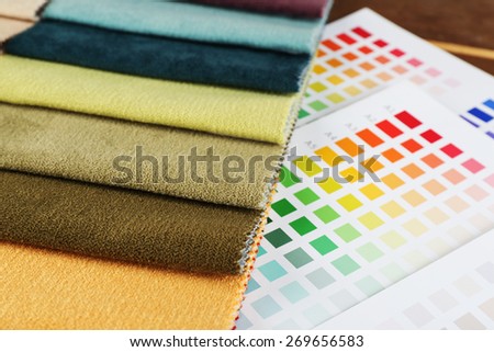 Scraps of colored tissue with palette close up