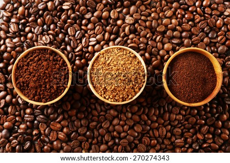 Various of roasted coffee, top view