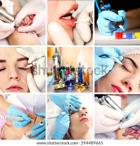 Collage of permanent make-up