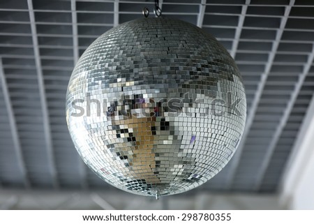 Silver disco mirror ball close up