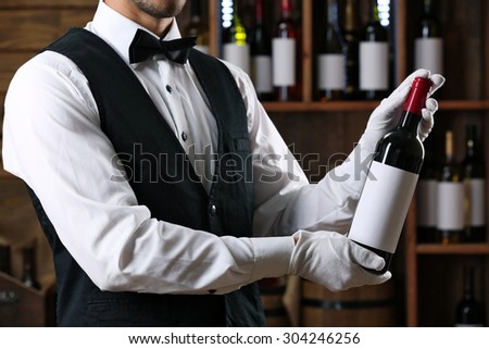 Bartender working on bar background