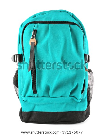 Green School Bag, Isolated On White Stock Photo 391175077 : Shutterstock