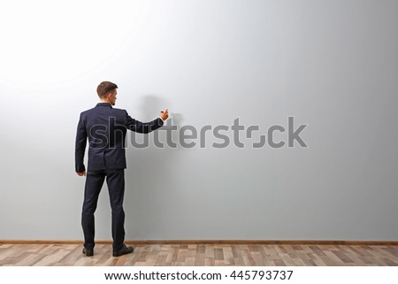 Image, Stock Photo Man. Writing on wall