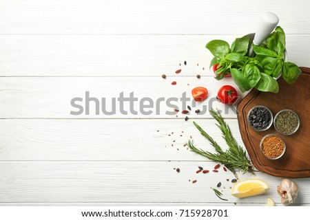 Similar – Image, Stock Photo Flat lay of ingredients for preparing delicious French Toast  (or wentelteefjes in Dutch) on white grey background, food knolling