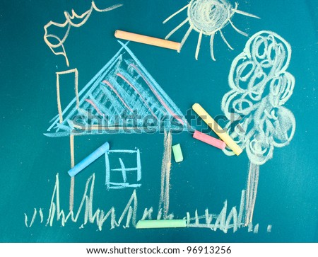 House, child's drawing with chalk