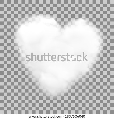 Realistic heart shaped white cloud with transparency