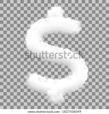Realistic dollar sign shaped white cloud with transparency