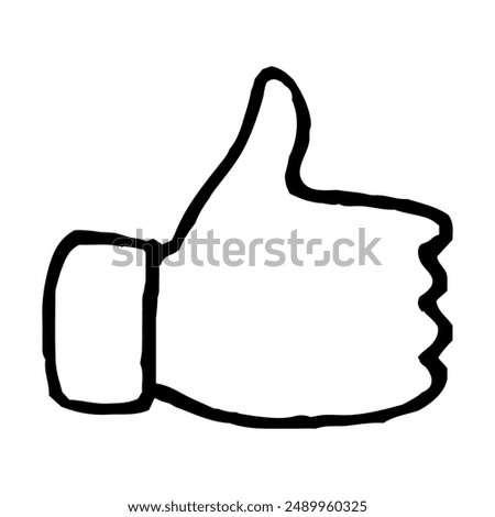 Doodle thumbs up drawn with thin line