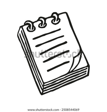 Doodle Notepad icon. Infographic symbol. Line art style graphic design element. Vector illustration isolated on white background