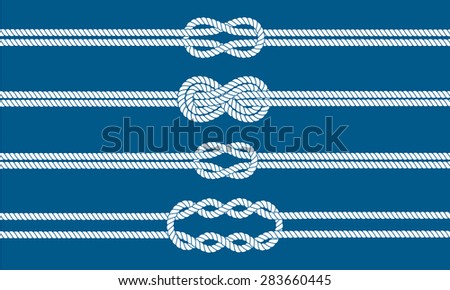 Sailor knot dividers set. Nautical rope infinity sign. Rope border. Tying the knot. Graphic design element for wedding invitations, baby shower, birthday card, scrapbooking, logo etc