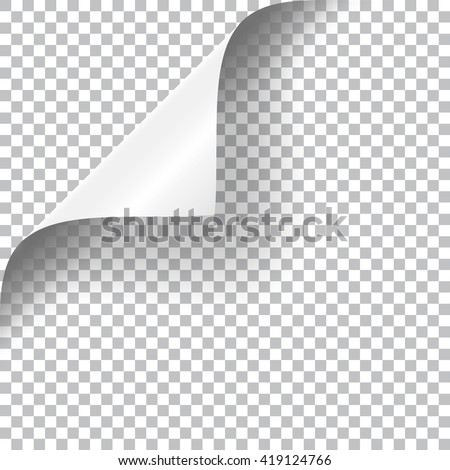 Curly Page Corner realistic illustration with transparent shadow. Ready to apply to your design. Graphic element for documents, templates, posters, flyers. ストックフォト © 