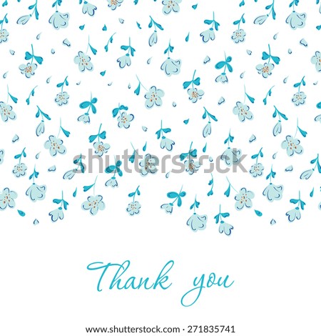 Card with hand drawn doodle flowers . Hand drawn design for Thank you card, Greeting card or Invitation.