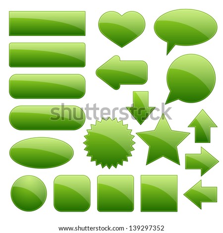 Green glossy button collection