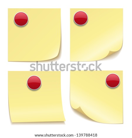 Yellow note with red glossy button