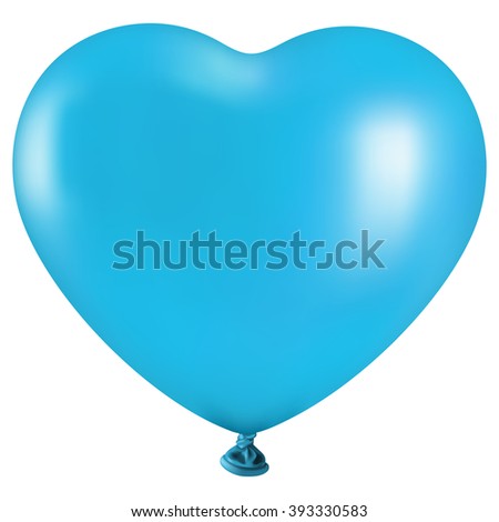Big blue heart-balloon on white background