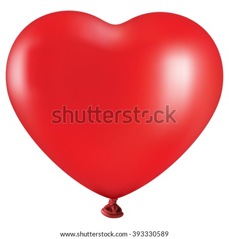 Big red heart-balloon on white background
