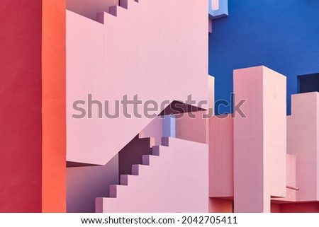 Similar – Image, Stock Photo Pink construction with stairs and floors