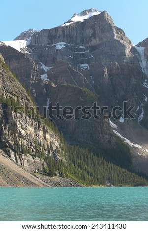 Moraine lake landscape. Alberta. Canada. Vertical
