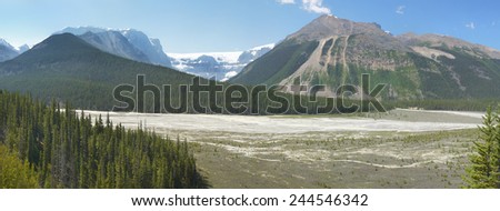 Columbia Icefield panoramic landscape in Alberta. Canada. Horizontal