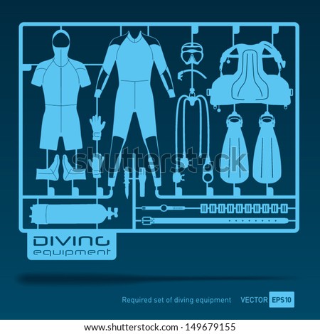 plastic model kits required set of diving equipment vector
