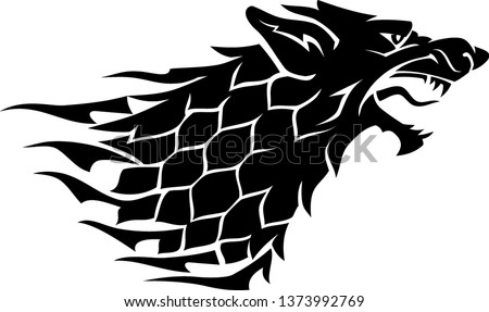 Dire Wolf Head Side View Silhouette Sigil Photo stock © 