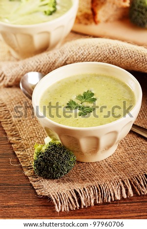 A hot bowl of homemade cream of broccoli soup