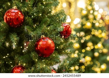 Similar – Image, Stock Photo Sparkling Christmas tree with blurred lights outside